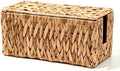 Cable Management Box, Large Cord Organizer Box for Power Strip | Handwoven Water Hyacinth Storage Basket with Metal Frame, Decorative Cable Organizer for Desk, Office, Living Room & Bedroom by Hamgtrion