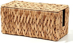 Cable Management Box, Large Cord Organizer Box for Power Strip | Handwoven Water Hyacinth Storage Basket with Metal Frame, Decorative Cable Organizer for Desk, Office, Living Room & Bedroom by Hamgtrion