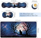 TGFEWYTJYJ Extended Gaming Mouse Pad,Memory Foam Ergonomic Keyboard Mouse Wrist Rest Support Set,Large Desk Mat with Stitched Edges,Non-Slip Base Mousepad Home Office,Black Cat Moonlight - Image 2