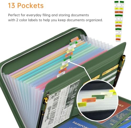 Accordion File Organizer, Fireproof Expanding File Folder with 13 Pockets - Image 7