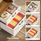 SEDETA 63" Farmhouse Office Desk with 5 Drawers, White and Brown - Image 4