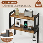 HIGDBFE 3 Drawer File Cabinet with Charging Station, 45''H, 3-Tier Small Filing Cabinet for Home Office, 11''*16'' for Small Printer, Fabric Drawer Fits Letter/A4, Tall Printer Stand, Rustic Brown - Image 5