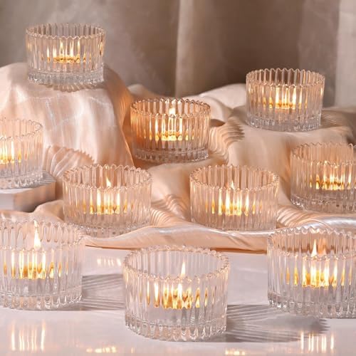 HAVITI 24 Pcs Large Tea Light Holders, Clear Glass Candle Holders, Votive Candle Holders for Table Centerpiece Wedding Table Decor(1.57" H 2.64" D) by LOVELIGHTLOVELIFE
