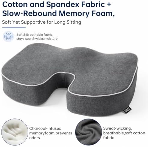 Seat Cushion,Memory Foam Office Chair Cushion Tailbone Sciatica Pain Relief - Image 4
