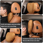 Genuine Leather Car Neck Pillow for headrest,Support Drive Seats Head Cushion,Real Cow Leather,11.8x7.5”,Plant-Based Polyester,Thickness & Height Adjustable,Inner Liner fillable(Black,1p) - Image 5