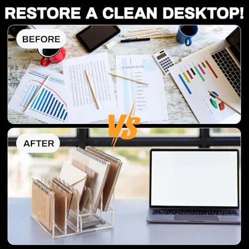 Xuhal Acrylic Mail Organizer with Drawer, 5 Compartments Clear Desk File - Image 6