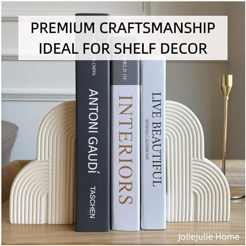 Bookends Decorative for Heavy Books - Aesthetic Boho Style, Cream White - Image 5