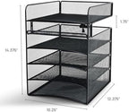 Safco Onyx Hanging Under Desk Organizer, 5 Trays, Office and Classroom Mailbox , Paper and Mail Sorter, Steel Mesh, Black - Image 3