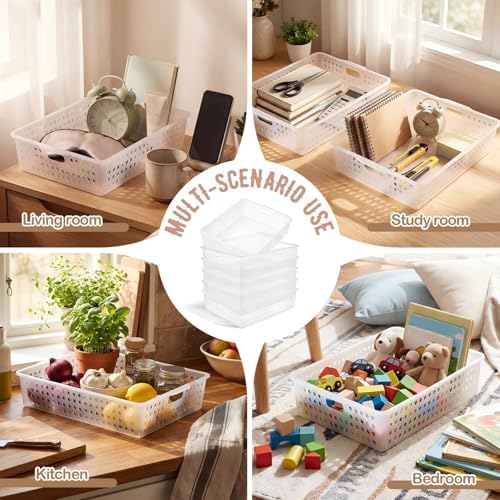Geetery 12 Pack Classroom Storage Baskets with Handle,Clear - Image 5
