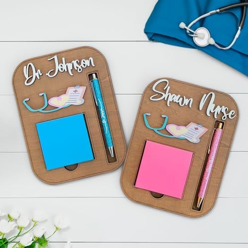 Personalized Sticky Note Holder for Nurse Medical Students, Custom Wooden Note Holder with Pen Slot, Funny Nurse Appreciation Gifts Supplies - Image 2