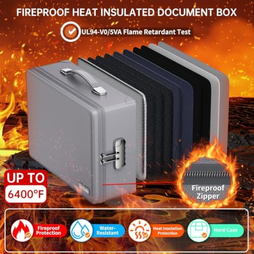 DocSafe 6400°F Fireproof Document Box with Lock, 10 Layers Heat Insulated - Image 2