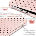 Case for 2026/2025/2024/2023 MacBook Air 15-inch Laptop Release M5 A3448 /M4 A3241 /M3 A3114 /M2 A2941, Stylish Protective Hard Shell Cover for MacBook Air 15.3 inch, Pink & Black Polka Dots - Image 2