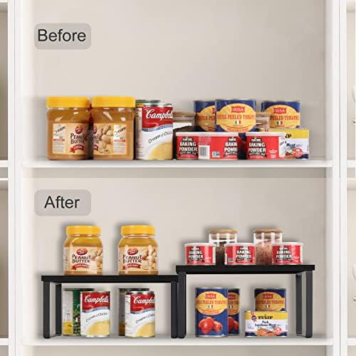 CADUKE Set of 4 Kitchen Counter Shelves, Cabinet Organizer, Black - Image 5