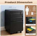 Approgreent Lockable 3 Drawer File Cabinets for Home Office - Image 3
