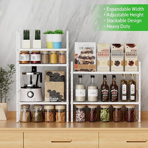 Expandable Storage Shelf, Stackable Organizer Rack, White Small 1 PK - Image 6