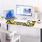 Large Keyboard Mouse Pad Set, Extended Mouse Pad+Keyboard Wrist Rest Support, Memory Foam Ergonomic Easy Typing, 4Pcs (31.5×11.8 in) Desk Pad Set for Office Home,Flower Daisies - Image 3