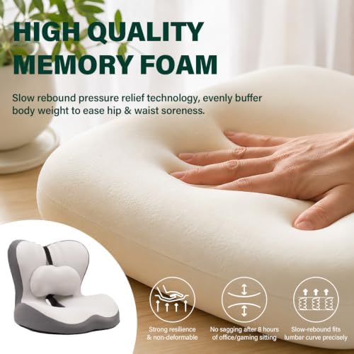 Dracey Seat Cushion for Office Chair and Car, Office Chair Cushion, L-Shaped Ergonomic Seat Cushions, Car Seat Cushion, for Truck Lumbar Pillow Memory Foam Seat Cushion Gaming Chair Desk Chair Cushion - Image 3