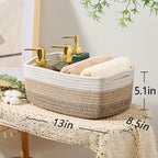 MiniArk Small Storage Baskets for Organizing | Closet Organizer Bins | Shelf Toy Basket | Woven Rope Baskets | Cube Decorative Box | Shallow Basket | 13x8.5x5.1” | 3 Packs Gradient Brown - Image 3