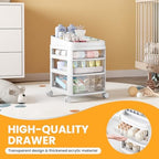 Rolling Cart with 3 Drawers, Clear Plastic Drawer Organizers, Vanity Cart - Image 4