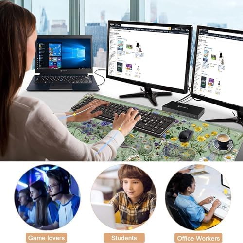 Keyboard Wrist Rest and Mouse Pad with Wrist Support Set Ergonomic Coaster,Memory Foam,Easy Typing Pain Relief,Large XL Desk Mat 31.5"x 11.8",Bee Wildflower Meadow - Image 7