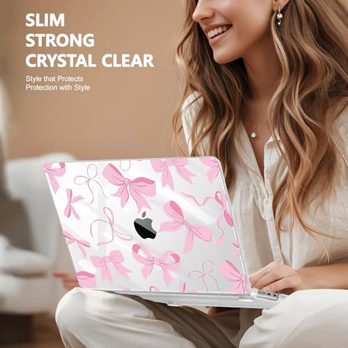 May Chen for MacBook Air 15 inch Case M5 M4 M3 M2 2026 2024-2023, Model A3448 A3241 A3114 A2941, Closes Seamlessly Hard Shell Laptop Cover with Keyboard Cover, Pink Bows - Image 4