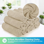 HOMEXCEL Brown Microfiber Cleaning Cloth, Microfiber Towels for Car, 12 PK - Image 4