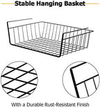 4 Pack Under Shelf Basket, Under Cabinet Organizer Shelf, Durable Metal Wire Rack Hanging Basket Storage Rack, Shelf Organizing for Kitchen/Pantry/Bathroom/Desk-Slide Arms Height:1.45in(Black) - Image 3
