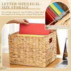 2 Pack Letter Size Hanging File Box, Water Hyacinth Wicker File Organizer - Image 3