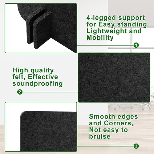 Buryeah 3 Pcs Desk Divider Desk Partition 23.6 x 47.2, 23.6 x 23.6 Stand up Freestanding Cubicle Privacy Panel Reducing Noise Visual Distraction Divider for Office Home School(Deep Gray) - Image 3