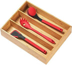 Umilife Bamboo Kitchen Utensils Organizer, 13 Inch Drawer Dividers for Silverware, Extra Deep Holder, with Non-Slip Feet, Wood Caddy for Flatware Cutlery by Umilife