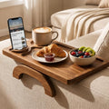 Acacia Wood Sofa Arm Tray - 3-in-1 Couch Arm Table with Phone Holder, Cup Holder & Foldable Tray - Armrest Clip-On Design for Couch with 360° Rotated Phone Holder by Unknown