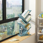 SHEEPAM Small Tree Book Shelf,5 Tier Bookshelf, Wood Desktop Bookcase - Image 5