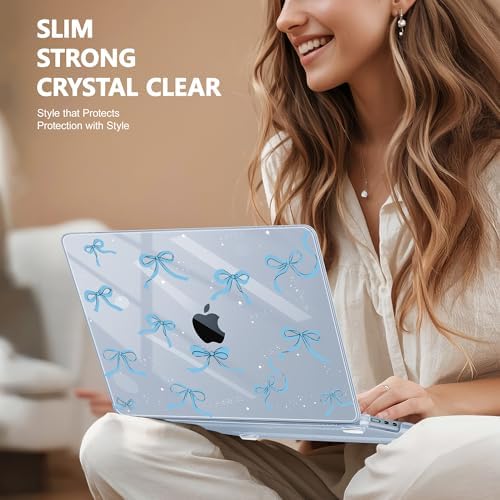 May Chen for MacBook Air 15 inch Case M5 M4 M3 M2 2026 2024-2023, Model A3448 A3241 A3114 A2941, Closes Seamlessly Hard Shell Laptop Cover with Keyboard Cover, Blue Bows P720 - Image 4