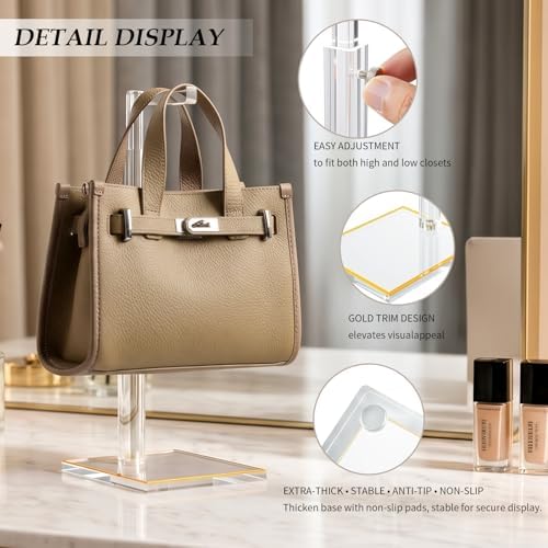 2-Pack Acrylic Purse Display Stands, 14"-24" Adjustable Handbag Holder - Image 5