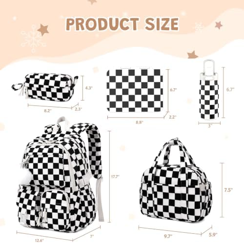5PCS Corduroy Backpack for Girls with Bento Box & Water Bottle - Image 2