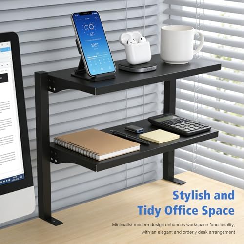 2-Tier Clamp-On Desk Shelf Organizer, Steel 16in Desk Shelf, Large - Image 5