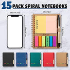 15 Pack Spiral Notebook Steno Pads Notepad with Pen in Holder Sticky Notes and Page Marker Colored Index Tabs Small Pocket Notebooks for Office School Supplies, 4.7 x 5.9 Inch - Image 2
