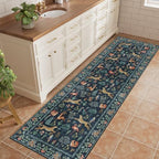 DUKINO 2.6x8 Rug for Hallway, Washable Kitchen Rugs Non Slip, Navy Blue - Image 3