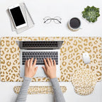 Arttown Keyboard Mouse Pad Set, 4 in 1 Desk Mat Set Leopard Gold - Image 7