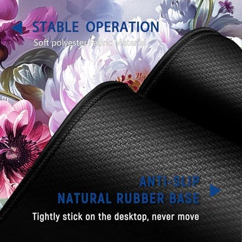 Large Mouse Pad + Keyboard Wrist Rest Set, Extended Gaming Mousepad (31.5X11.8 inch) with Non-Slip Rubber, Ergonomics Memory Foam Mouse Wrist Rest Support, Pink Peony Pattern XXL Desk Pad - Image 4