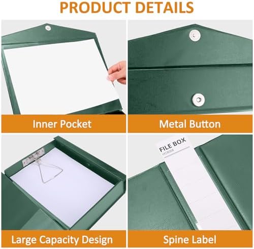 HUA JIE 6 Pack A4 Storage File Boxes Plastic Archives Cases with Clip,Green - Image 4