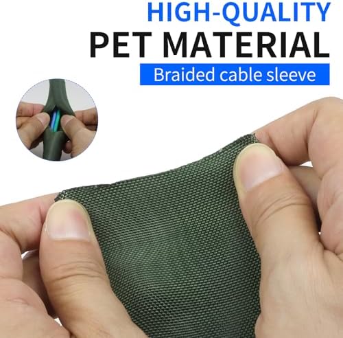 Split Wire Loom, 20ft Automotive Cable Protector Sleeve, Flexible Braided Cable Sleeves High Temperature Cable Management (Deep Green, 1") - Image 4