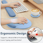 Sushret Mouse Pad and Keyboard Wrist Rest, 3-in-1 Gel Memory Foam Ergonomic Mouse Pad with Wrist Rest Set,Gaming Mousepad Arm Cushion Support for Computer Office Desk Accessories Cute Setup,Sky Blue - Image 2