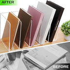 Acrylic Magazine File Holder with 5 Vertical Compartments, Clear Desk Organizer and Magazine Storage Rack File Organizer Bookshelf for Office Desktop Accessories, Home Workspace - Image 6