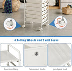 Rolling Storage Cart with Drawers 6-Tier Lock Wheels Office White - Image 5