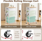 Rolling Cart with Drawers, Rolling Storage Cart with Large Plastic Drawers & Wooden Tabletop, Utility Cart with Pegboards & Basket, Storage Drawers Cart for Living Room, Classroom, Bedroom, Office - Image 3