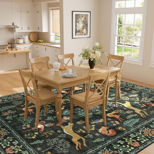 DUKINO 8x10 Area Rugs, Washable Soft Animal Bedroom Rug Non Slip, Black - Image 4