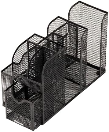 Mind Reader Countertop Organizer, Office Breakroom or Desktop Storage, 10-Compartment Caddy, Metal Mesh, Black - Image 4