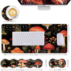 Mouse Pad,Large Desk Mat Set, 4in1 XL Mousepad + Keyboard Wrist Rest+Mouse Wrist Rest+Coaster with Ergonomic Desk Pad for Home Office Table Computer Cover -Mushrooms Woodland Botanical - Image 6