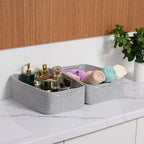 MiniArk Large Shallow Organizing Baskets 15x11x5.1 Inches - Rope Woven Storage Bins for Bathroom, Shelves, Cube Closet, Mixed Grey 3 Packs - Image 6